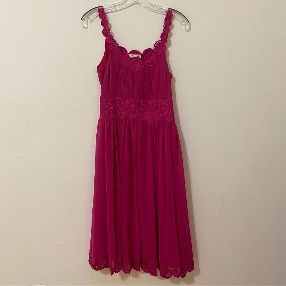 Chloé Sleeveless Magenta Flirty Dress